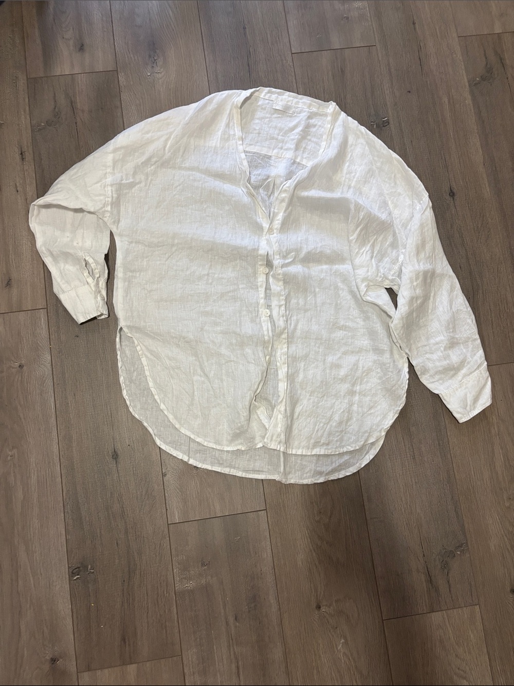 White Linen Button-Up Over sized Tunic